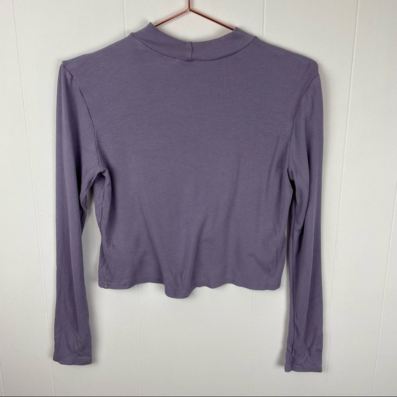 H&M DIVIDED Lilac Ribbed Mockneck Long Sleeve Crop Top - Picture 7 of 8